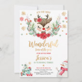 Rendier Kerstfeest Verjaardagsfeest Rode Winter He Kaart (Voorkant)