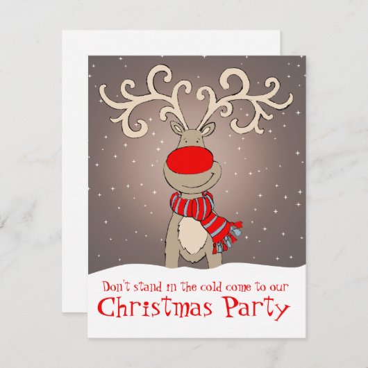 Rendier kerstfeestuitnodiging zacht grijs kaart (Voorkant / Achterkant)