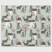 Rendier kerstinpakpapier cadeaupapier (Vlak)