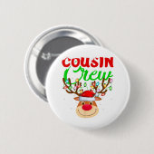 Rendier Kerstlichten Neef Bemanning Rendier Kerstm Ronde Button 5,7 Cm (Voorkant /achterkant)