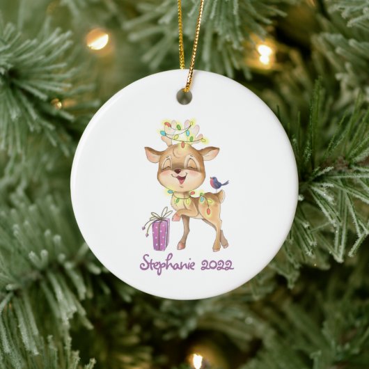 Rendier Kerstlichtjes Keramisch Ornament (Boom)