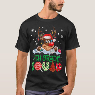 Rendier Kerstman Hoed 4e Klas Squad Docent Kerstmi T-shirt