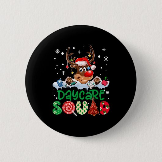 Rendier Kerstman Hoed Kinderopvang Team Leraar Ker Ronde Button 5,7 Cm (Voorkant)