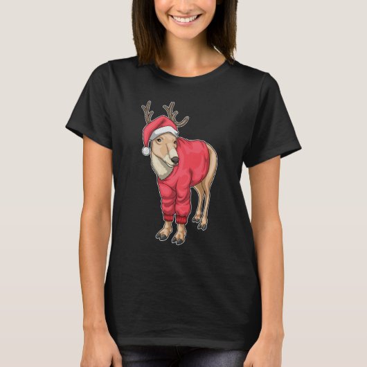 Rendier Kerstman Santa hoed T-shirt (Voorkant)