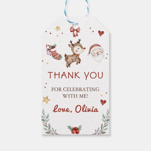 Rendier Kerstman Verjaardagsgunst Gift Labels Cadeaulabel (Achterkant)