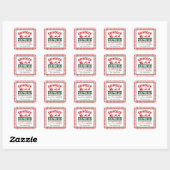 Rendier Kerstman Zak Kerst Geruit Vierkante Sticker (Vel)