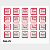 Rendier Kerstman Zak Kerst Gestippeld Vierkante Sticker (Vel)
