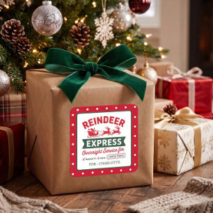 Rendier Kerstman Zak Kerst Gestippeld Vierkante Sticker