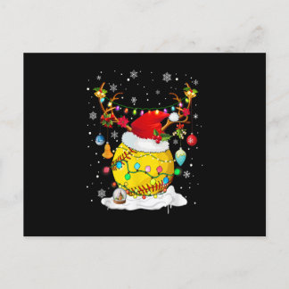Rendier & Kerstmannenhoed Softbal Grappige Softbal Feestdagenkaart