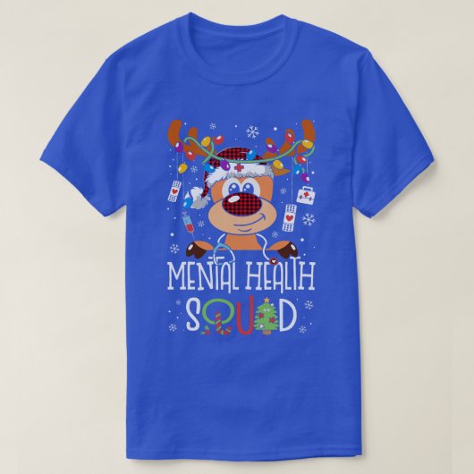 Rendier Kerstmis Geestelijke Gezondheidsteam Steth T-shirt (Design voorkant)