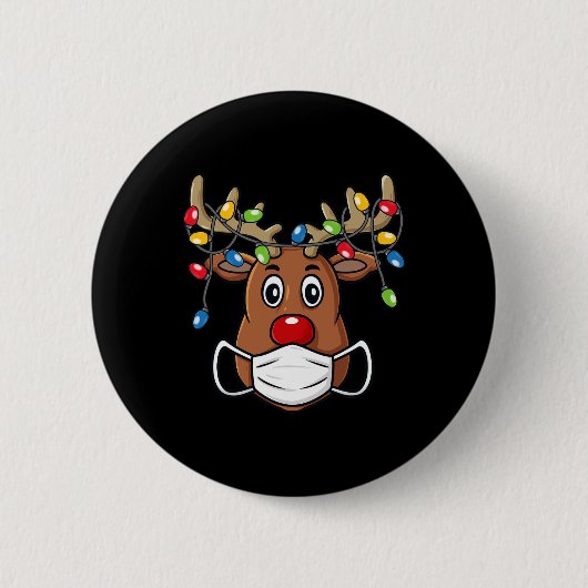 Rendier Kerstmis Kerstpret Fun Xmas 1 Ronde Button 5,7 Cm (Voorkant)