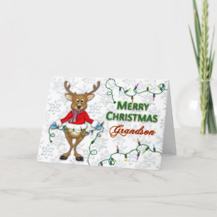 Rendier Kerstmis- Kleinzoon - Lichten Feestdagen Kaart
