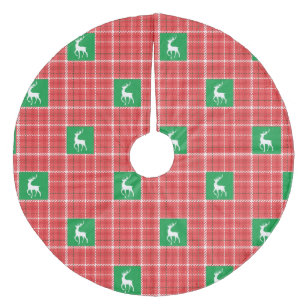 Rendier Kerstmis Rood Groen Wit Twill Plaid Fleece Kerstboom Rok