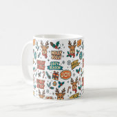 Rendier Kerstmis Typografie Koffiemok (Voorkant links)