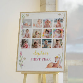 Rendier Kerstmis Verjaardagsfoto Mijlpaal Poster