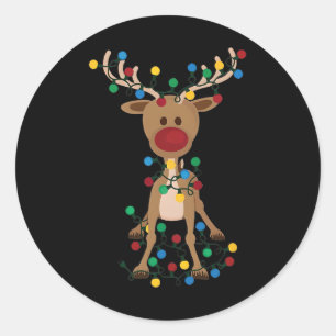 Rendier Kerstmis voor Vrouwen Mannen Ronde Sticker