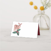 Rendier Kerstmis Winter Red Wedding Deer Floral Plaatskaartje (Voorkant)