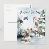 Rendier Kerstmis Winterlandschap Aquarel Briefkaart (Voorkant / Achterkant)