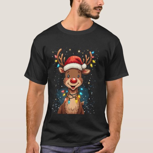 Rendier Kerstmotief T-shirt (Voorkant)