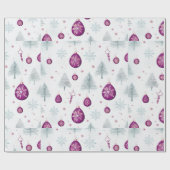 Rendier Kerstornamenten Sneeuwvlokken Kerstmis Cadeaupapier (Vlak)