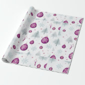 Rendier Kerstornamenten Sneeuwvlokken Kerstmis Cadeaupapier (Uitgerold)