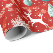 Rendier Kerstornamenten Sneeuwvlokken Kerstmis Cadeaupapier (Rol Hoek)