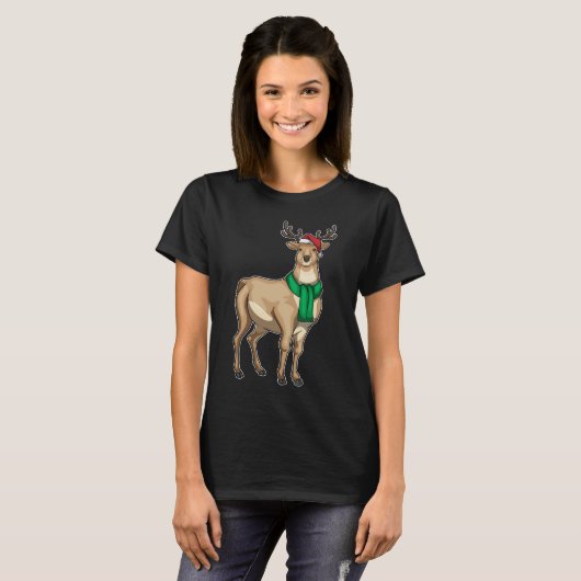 Rendier Kerstsjaal T-shirt (Voorkant volledig)