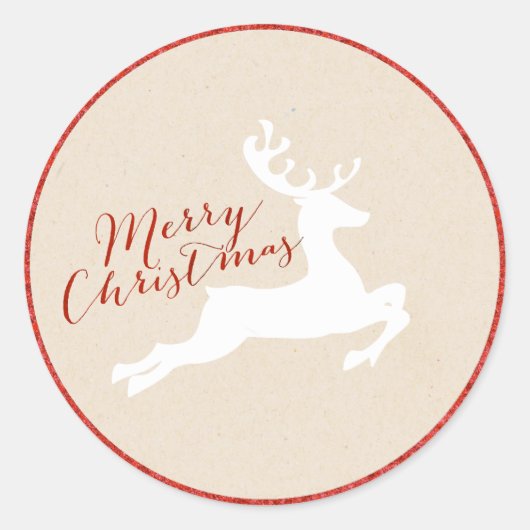 Rendier Kerststicker Ronde Sticker (Voorkant)