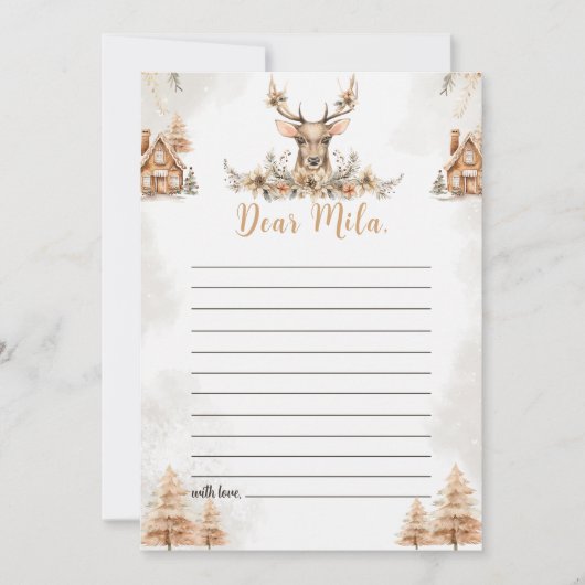 Rendier Kersttijd Capsule Nota Bericht Kaart (Voorkant)