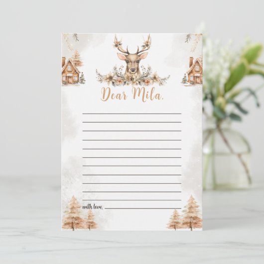 Rendier Kersttijd Capsule Nota Bericht Kaart (Staand voorkant)
