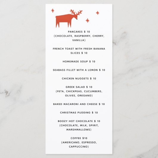 rendier | Kerstvakantie Café of Bakkerij Menu (Achterkant)