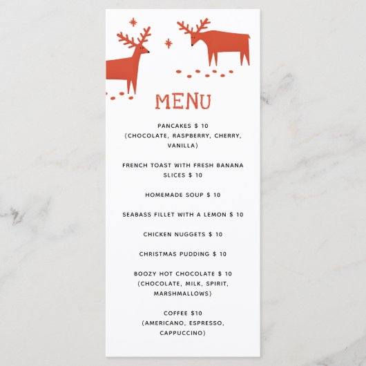 rendier | Kerstvakantie Café of Bakkerij Menu (Voorkant)