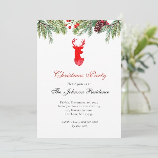 Rendier kerstvakantie feest aankondiging (Staand voorkant)