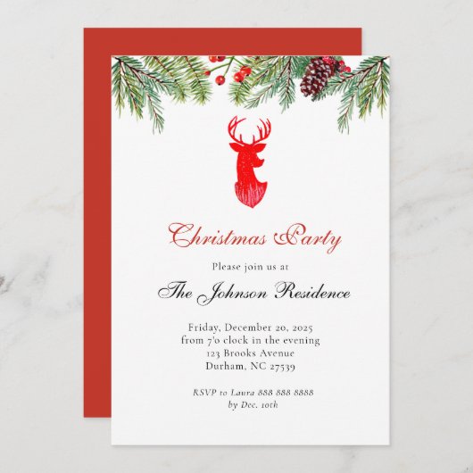 Rendier kerstvakantie feest aankondiging (Voorkant / Achterkant)