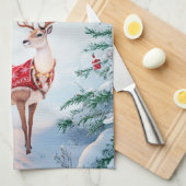 Rendier Kerstvakantie Keukenhanddoek (Quarter Fold)