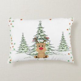 Rendier Kerstvakantie Lichten Winterbomen Accent Kussen