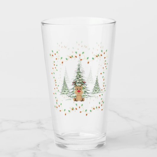 Rendier Kerstvakantie Lichten Winterbomen Glas (Achterkant)