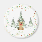 Rendier Kerstvakantie Lichten Winterbomen Magneet (Voorkant)