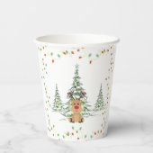 Rendier Kerstvakantie Lichten Winterbomen Papieren Bekers (Achterkant)