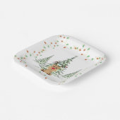 Rendier Kerstvakantie Lichten Winterbomen Papieren Bordje (Gebogen)