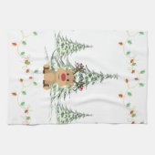 Rendier Kerstvakantie Lichten Winterbomen Theedoek (Horizontaal)