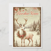 Rendier Kisses Vintage Kerstmis Feestdagenkaart (Voorkant)