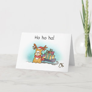 Rendier Kitty en slee met Kerstcadeaus Kaart