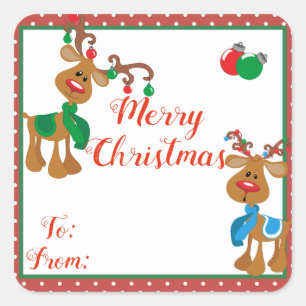 Rendier Kleurrijke Kerst Gift Label Sticker Label