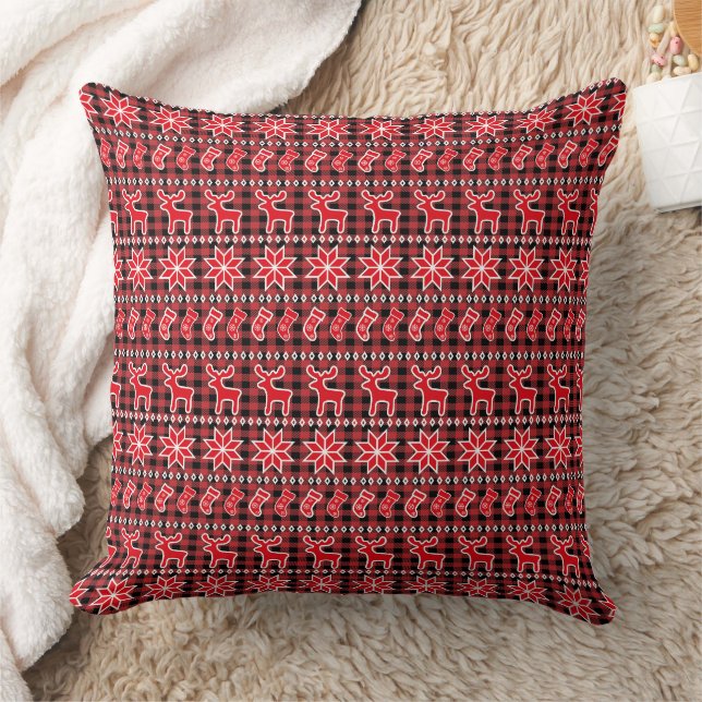 Rendier Kous Fair Isle Kerst Patroon Kussen (Deken)