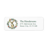 Rendier krans vakantie retour adres etiket (Voorkant)