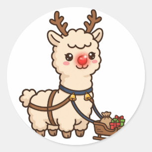 Rendier Lama Kerstmis Klassieke Ronde Sticker