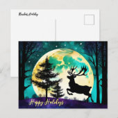 Rendier Leaping Volle maan op de Briefkaart (Voorkant / Achterkant)
