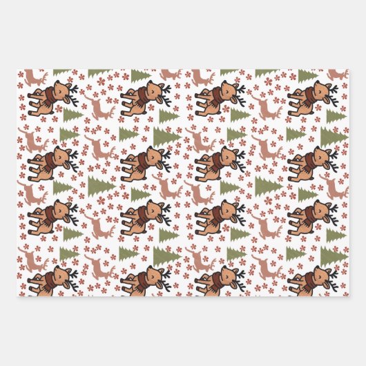 Rendier leuke bloemenmok inpakpapier vel (Voorkant)