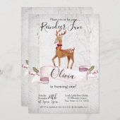 Rendier Leuke eerste verjaardag uitnodiging (Voorkant / Achterkant)